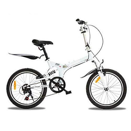 Falträder : HUOFEIKE Tragbare City Bike mit Stoßdämpfern, Folding 6-Gang-Fahrrad mit Rear Seat Anti-Skid-Reifen für Erwachsene Studenten Ausflüge im Freien Reiten
