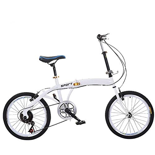 Falträder : HY-WWK Adult Folding City Fahrrad, Doppel-V-Bremse 20 Zoll Student Commuter Bike 6-Gang-Anti-Rutsch-Reifen Rahmen Aus Kohlenstoffstahl