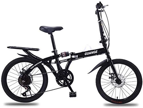 Falträder : HYLK Faltbares Fahrrad, tragbares, stoßdämpfendes, leichtes Faltrad mit Variabler Geschwindigkeit und Zwei Scheibenbremsen, geeignet für Erwachsene Studenten und Kinder (Schwarz 20 Zoll)