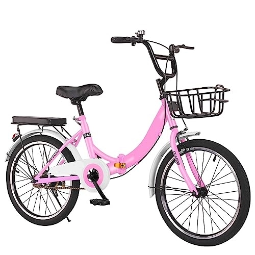 Falträder : JAMCHE Faltrad, Falträder mit Rahmen aus Kohlenstoffstahl, höhenverstellbar, mit Gepäckträger hinten, leichtes tragbares Fahrrad für Damen und Herren