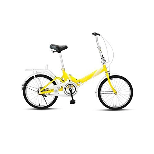 Falträder : JHEY High Carbon Stahlrahmen Folding Fahrrad Zentral Stoßdämpfer-System Licht Folding Freizeit Fahrrad for Männer und Frauen (Color : Yellow)