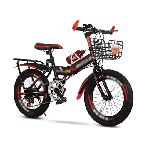 Falträder : JHEY Kinder Mountainbikes Aluminiumlegierung Hoch Cutter Ring Folding Fahrrad vorne und hinten Doppel Bremsen (Color : Red, Größe : Single Speed)
