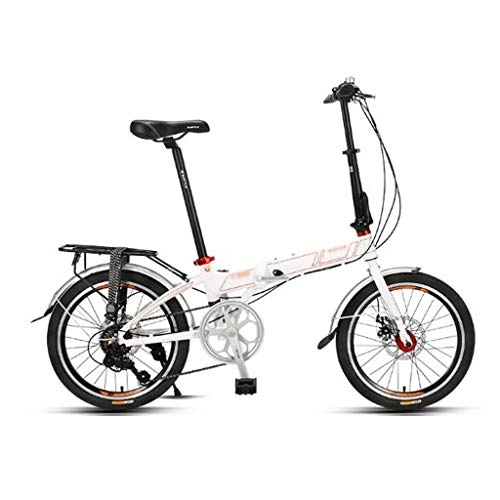 Falträder : JHEY Klapprad 20 Zoll Variable Aluminiumlegierung Schüler bewegliches Fahrrad Comfort Speed ​​Wheel Faltrad for Männer Frauen (Color : White)