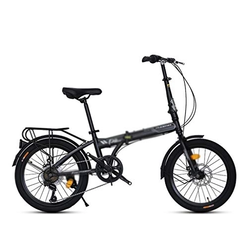 Falträder : Jixi Klapprad 20 Zoll Adult Bike Ultra-Light Tragbarer 7-Gang-Fahrrad vorne und hinten Mechanische Scheibenbremsen Bike (Color : Black, Größe : 20in)