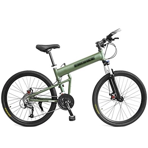 Falträder : Jixi Klapprad Mountainbike Off-Road-Fahrrad 24 Zoll-Aluminiumlegierung-Fahrrad-27 mit Variabler Geschwindigkeit Fahrraddoppelscheibenbremse Faltrad (Color : Green, Größe : 24in-27 Speed)