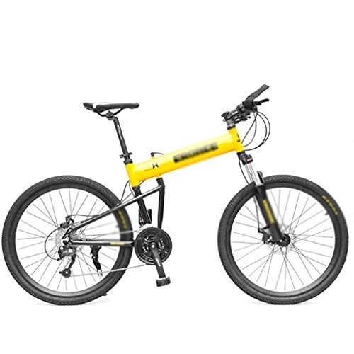 Falträder : Jixi Klapprad Mountainbike Off-Road-Fahrrad 24 Zoll-Aluminiumlegierung-Fahrrad-27 mit Variabler Geschwindigkeit Fahrraddoppelscheibenbremse Faltrad (Color : Yellow, Größe : 24in-27 Speed)