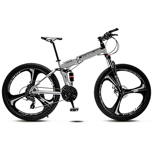 Falträder : JXJ Mountainbike 26 Zoll Carbon Steel Faltbares Fahrrad Doppelscheibenbremse Vollfederung MTB Mit 21 / 24 / 27 / 30 Gang Schaltung, Für Herren Und Damen