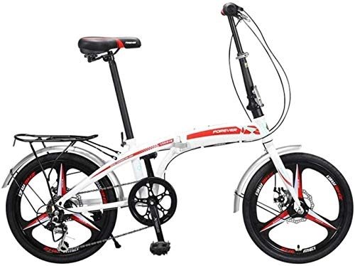 Falträder : JYD 20 Zoll Klapprad, 7-Gang Ultraleichtes tragbares Citybike-Jugendschülerrad für Erwachsene 6-6, rot (Color : Rot)