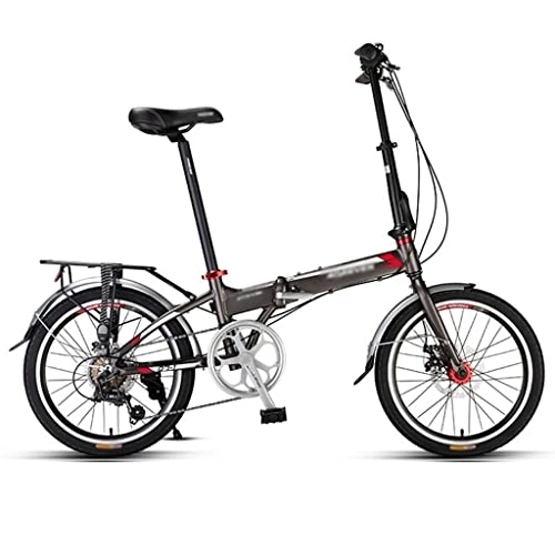 Falträder : KDHX 20 Zoll Mountainbike Faltbares Fahrrad Volle Shimano 7-Gang-Schaltung Aluminium Rahmen Federung Doppelscheibenbremse Für Erwachsene und Jugendliche (Color : Black)