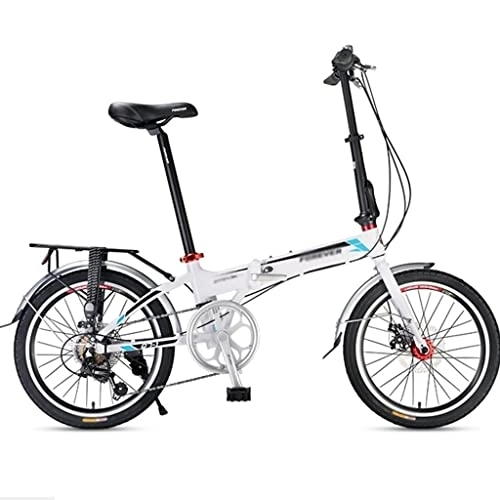 Falträder : KDHX 20 Zoll Mountainbike Faltbares Fahrrad Volle Shimano 7-Gang-Schaltung Aluminium Rahmen Federung Doppelscheibenbremse Für Erwachsene und Jugendliche (Color : White)