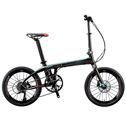 Falträder : Kiyte 22-Gang Leichte Falträder, City Commuter Fahrrad mit Doppelscheibenbremse für Stadtradfahrten Im Freien, Blau, 20IN