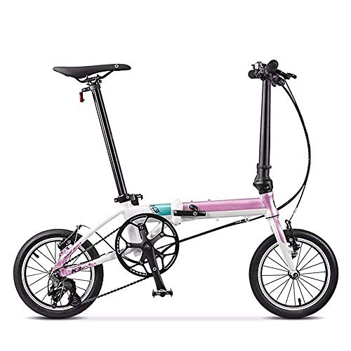Falträder : KKKLLL Faltauto Paar Mini Ultra Light Small Wheel Faltrad Erwachsene Männer und Frauen Fahrrad 14 Zoll