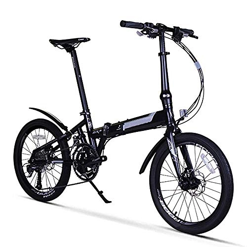 Falträder : KKKLLL Folding Mountain Bike Aluminiumlegierung Shifting Faltrad Erwachsene Männer und Frauen Schwarz 20 Zoll 27 Geschwindigkeit
