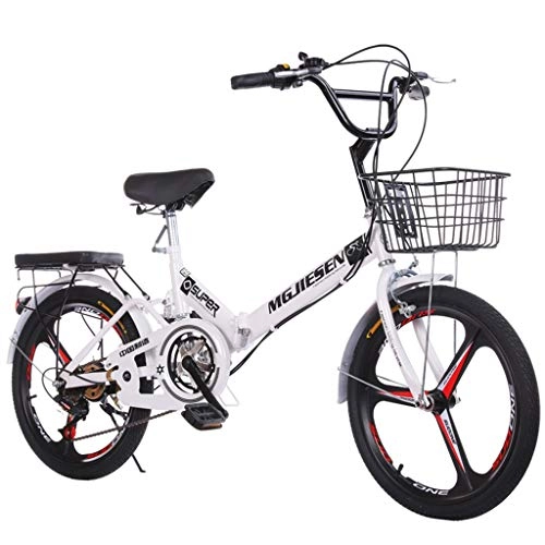 Falträder : Klappbares Fahrrad, 50, 8 cm Räder, 6 Gänge, stoßdämpfendes Fahrrad für Damen und Herren