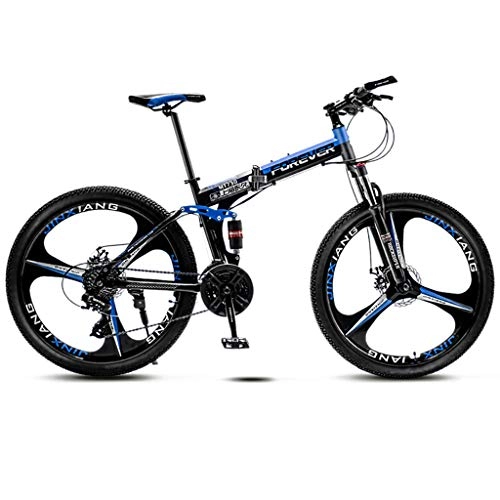 Falträder : Klappbares Mountainbike Unisex-Mountainbike 21-Gang Stahlrahmen 24 Zoll Rad Doppelstoßdämpfer Faltrad