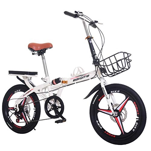 Falträder : Klapprad Folding Bikes 20 Inch Mini Portable Student Folding Bike Dual Disc 3 Cutter Wheel for Men Women Lightweight Speed Bicycle Damping Bicycle
