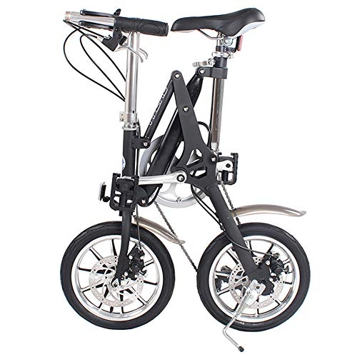 Falträder : Klapprad Mini Faltbare Fahrrder mit Aluminiumlegierung fr Erwachsene, Black, 14in