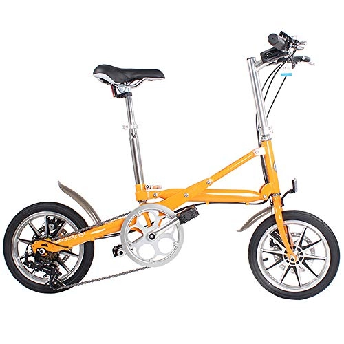 Falträder : Klapprad Mini Faltbare Fahrrder mit Aluminiumlegierung fr Erwachsene, Orange, 14in