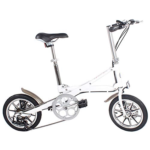 Falträder : Klapprad Mini Faltbare Fahrrder mit Aluminiumlegierung fr Erwachsene, White, 14in