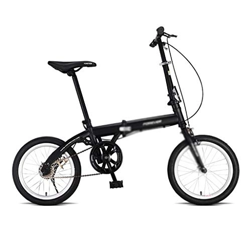 Falträder : Klappräder Fahrrad Mit Variabler Geschwindigkeit 20 Zoll Fahrräder Ultraleichtes Tragbares Fahrrad for Erwachsene 16 Zoll Student Bikes (Color : Black, Size : 16inches)