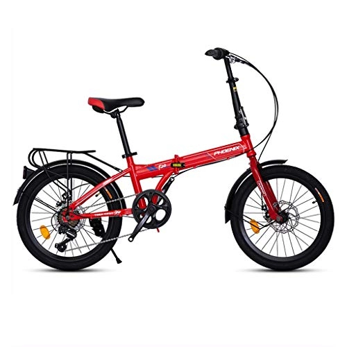 Falträder : Klappräder Fahrräder 20 Zoll for Erwachsene Fahrrad Ultra leichte tragbare Fahrrad Männer und Frauen mit Variabler Geschwindigkeit Fahrrad (Color : Red, Size : 20inches)