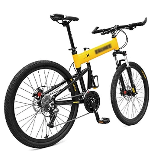 Falträder : Klappräder Frauen-Ultralight Erwachsene Tragbare Arbeits Erwachsene Männer Leichte Erwachsene Kleine Speed ​​Bike Variable Speed ​​Mini Bike (Color : Yellow, Size : 24 inches)