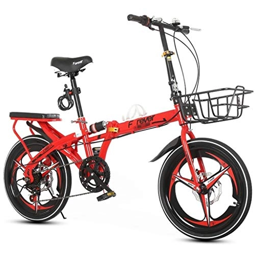 Falträder : Klappräder Outdoor-Reisen Fahrrad Studenten Geschwindigkeit Mountainbike 20 Zoll Portable Brems Fahrrad (Color : Red, Size : 20inches)
