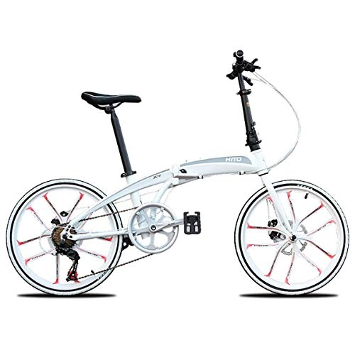 Falträder : KOSGK Faltrad für Frauen Männer Fahrräder City Bike Bike mit 22 Zoll 10-Speichen-Felgen Fahrräder, weiß