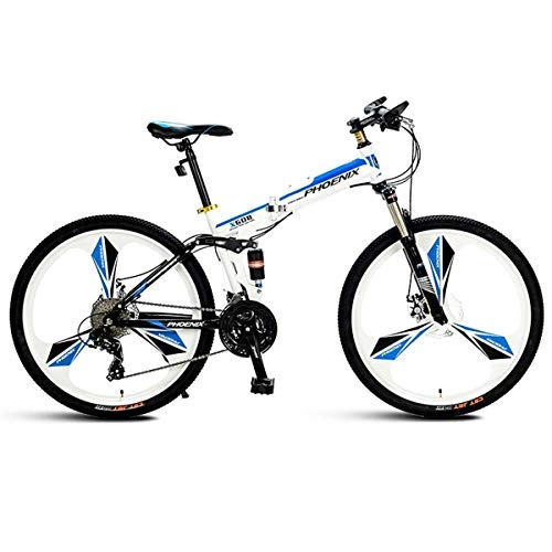 Falträder : KOSGK Herrenfahrräder Trail Herren 26 'Wheel Mountain Bike 27 Speed ​​Small 17' Rahmen für größere Fahrer, Blau