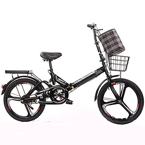 Falträder : Kostenlose Installation Erwachsene Falten Fahrrad 20 Zoll Damen Fahrrad Ultraleichter Tragbare Mini Auto Kind Student Auto 16 Zoll, Schwarz