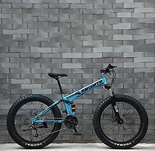 Falträder : KRXLL Fat Tire Adult Mountainbike Doppelscheibenbremse / Cruiser Bikes Beach Schneemobil Fahrrad 24 Zoll Aluminium Leichtmetallfelgen-Blau_27 Geschwindigkeit