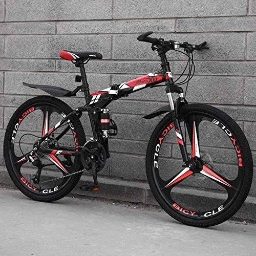 Falträder : KRXLL Mountainbike Doppelscheibenbremse Vorder- und Hinterradgabel Anti-Rutsch-Klappräder Leichter Aluminiumrahmen 24-Gang 26-Zoll-Rad