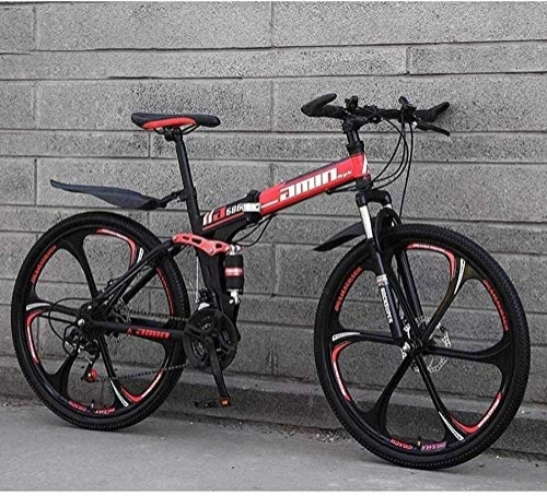 Falträder : KRXLL Mountainbike Doppelscheibenbremse Vorder- und Hinterradgabel Antirutsch-Klappräder Leichter Aluminiumrahmen 21-Gang 26-Zoll-Rad