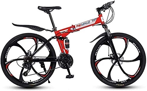 Falträder : KRXLL Mountainbike Doppelscheibenbremse Vorder- und Hinterradgabel Antirutsch-Klappräder Leichter Aluminiumrahmen 27-Gang 26-Zoll-Rad