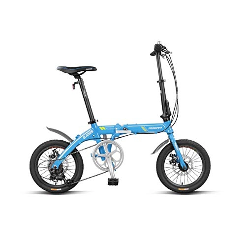 Falträder : KUQIQI Faltrad, ultraleichter tragbarer Erwachsener und Mnner, 16 Zoll-7 Geschwindigkeit, Aluminiumlegierung, kleines Mini-Fahrrad, Familie oder Freizeit im Freien (Color : Blue, Size : 16 inches)