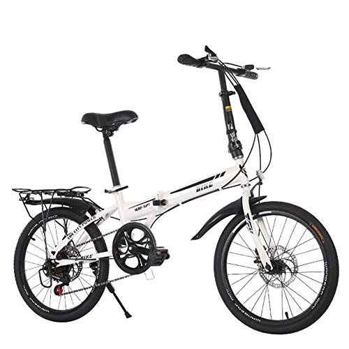 Falträder : KXDLR City Bike Unisex Erwachsene Folding Mini Fahrräder Leichtes Für Männer Frauen Teens Klassisch Pendler Mit Verstellbarem Lenker Und Sitz, 6-Gang - 20 Zoll Räder