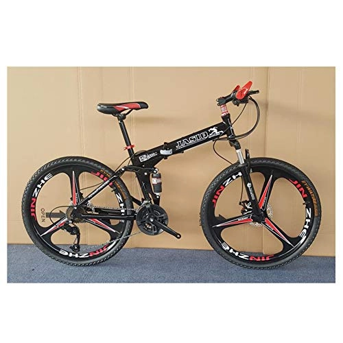 Falträder : KXDLR Fahrrad-26-Zoll-Bike Mountainbike-27-Speed ​​Shift Folding Mountain Bike Rahmen Stoßdämpfung Mountain Bike 3 Spoke Wheels Fahrrad, Schwarz