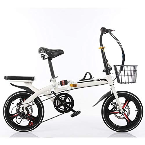 Falträder : KXDLR Falträder Fahrrad Folding Shifting Scheibenbremsen 6-Gang 20 Zoll Stoßdämpfung Unisex Ultralight Bewegliches Faltender Fahrrad, Weiß