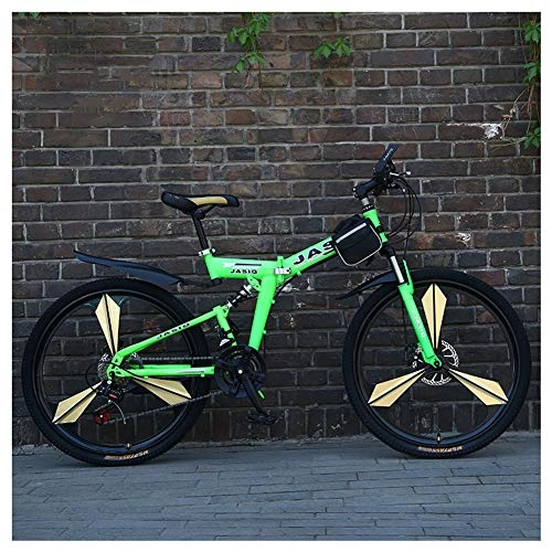 Falträder : KXDLR Mountain Bike Mit Doppelaufhebung High Carbon Stahl 26-Zoll-21-Geschwindigkeit Kann Für City Und Trekking Verwendet Werden, Grün