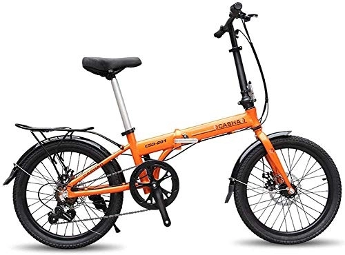 Falträder : L.HPT 20-Zoll-Faltrad-Schalthebel - Stoßdämpfer-Fahrrad für Männer und Frauen - Mini-Jungen und Mädchen aus Aluminiumlegierung Speed-Fahrrad-Faltrad Mountainbike, Schwarz (Farbe: Orange)