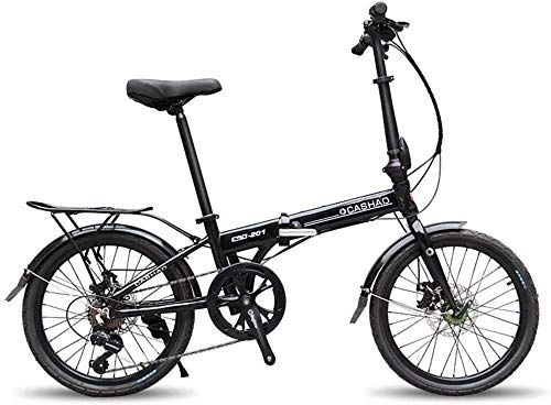 Falträder : L.HPT 20-Zoll-Faltrad-Schalthebel - Stoßdämpfer-Fahrrad für Männer und Frauen - Mini-Jungen und Mädchen aus Aluminiumlegierung Speed-Fahrrad-Faltrad Mountainbike, Schwarz (Farbe: Schwarz)