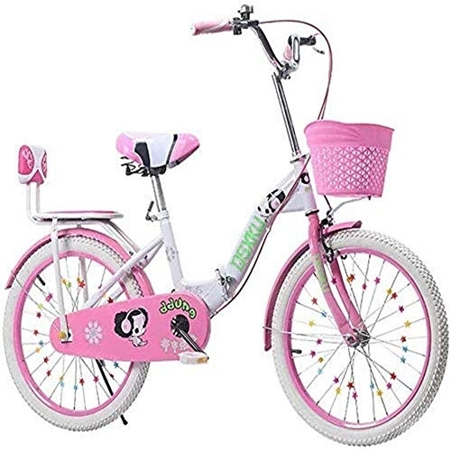 Falträder : L.HPT Faltbares Fahrrad für Männer und Frauen - Faltbares Kinderfahrrad 6-18 Jahre altes Prinzessin-Fahrrad 18-22 Zoll Kinderfußrad (Farbe: Pink, Größe: 20 Zoll)
