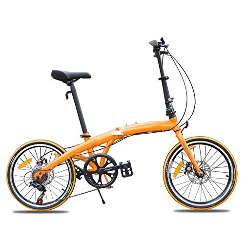 Falträder : L-SLWI Klapprad 20 Zoll Ultra Light Aluminium-Legierung Fahrrad Kleine Tragbare Fahrräder Variable Speed ​​Bike 7-Gang, Orange