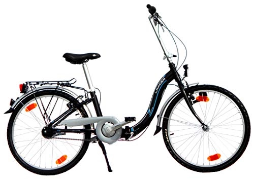 Falträder : LANDER Faltrad 24" Zoll (=61cm) 7 Gang SHIMANO Nabenschaltung Alurahmen StVZO-Ausstattung schwarz