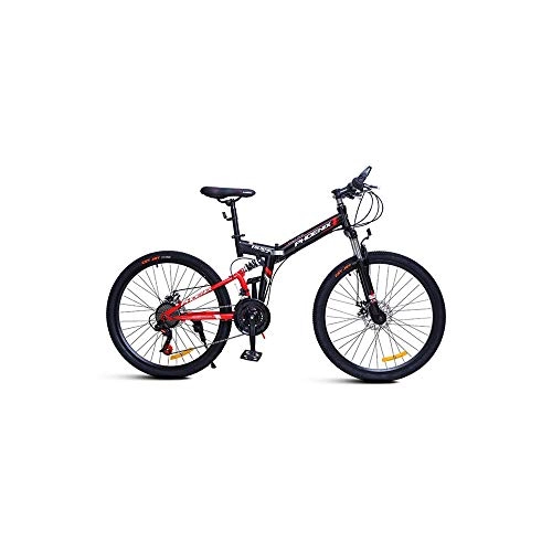 Falträder : LANSHAN Phoenix Faltrad for Männer und Frauen Doppel-Stoßdämpfer 24 Geschwindigkeit Erwachsener Doppelscheibenbremsen Mountainbike A3.0 26 Zoll Schwarz Rot (Color : Black Red)