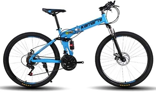 Falträder : LAZNG Folding Mountain Bike for Erwachsene, Doppelscheibenbremsen Sport und Freizeit City Road Fahrrad for Sport im Freien Radfahren trainiert Reise und Pendel (Farbe : Blau, Gre : 24 Speed)
