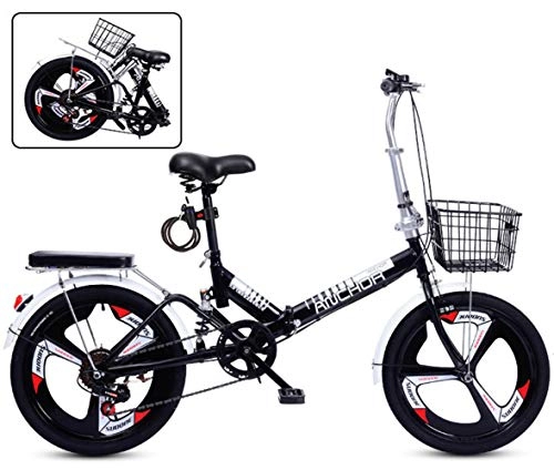 Falträder : LCAZR Mountainbike MTB 20 Zoll, 7 Gang Rennrad mit Gepäckträger, Rahmen MTB Erwachsenen Jugend Fahrrad, Faltbare Klapprad Unisex Erwachsene / Schwarz / Single Speed