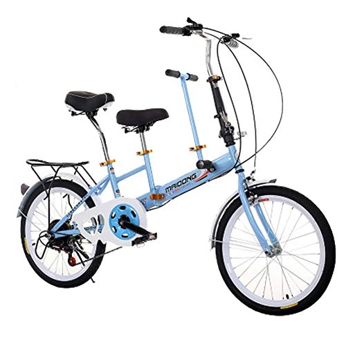 Falträder : LETFF Doppeltes Faltendes Fahrrad Der Mutter- Und Babybabys 20-Zoll-Verschiebung, Die Doppelauto Mit Babyfahrrad Faltet, Blue