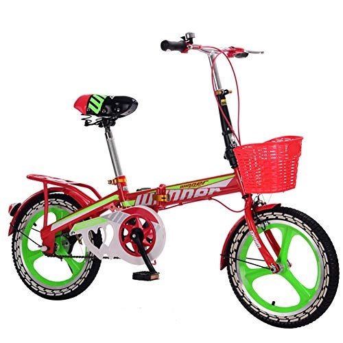 Falträder : LETFF Erwachsenen-Faltfahrrad 16 Zoll Schülerrad Kinder Männer Frauen Fahrrad, rot