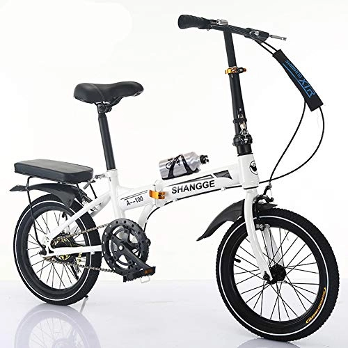 Falträder : LETFF Erwachsenen-Klappfahrrad 50, 8 cm Student Kind Variable Geschwindigkeitsdämpfung Mountainbike, weiß